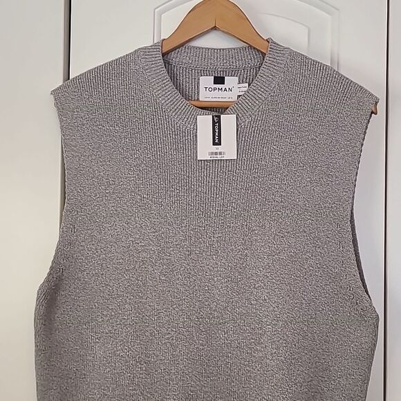 Topman Men's Knit Sweater Top Vest Light Gray Size M - Picture 4 of 12